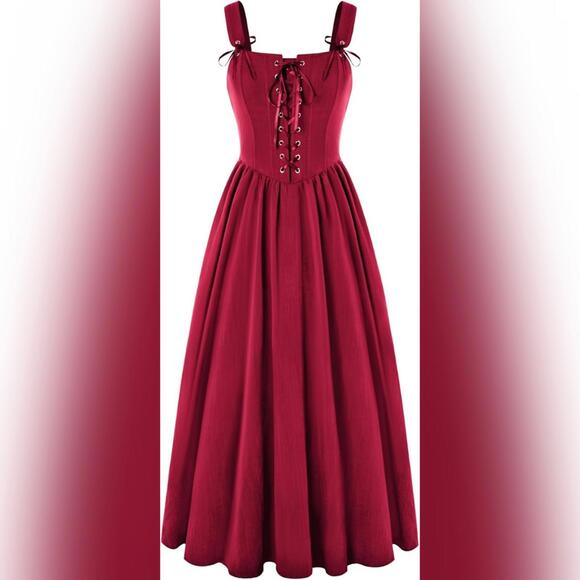 Scarlet Darkness Dresses & Skirts - NWT Scarlet Darkness Lace Up Cottagecore Sleeveless Renaissance Dress, M (8-10)